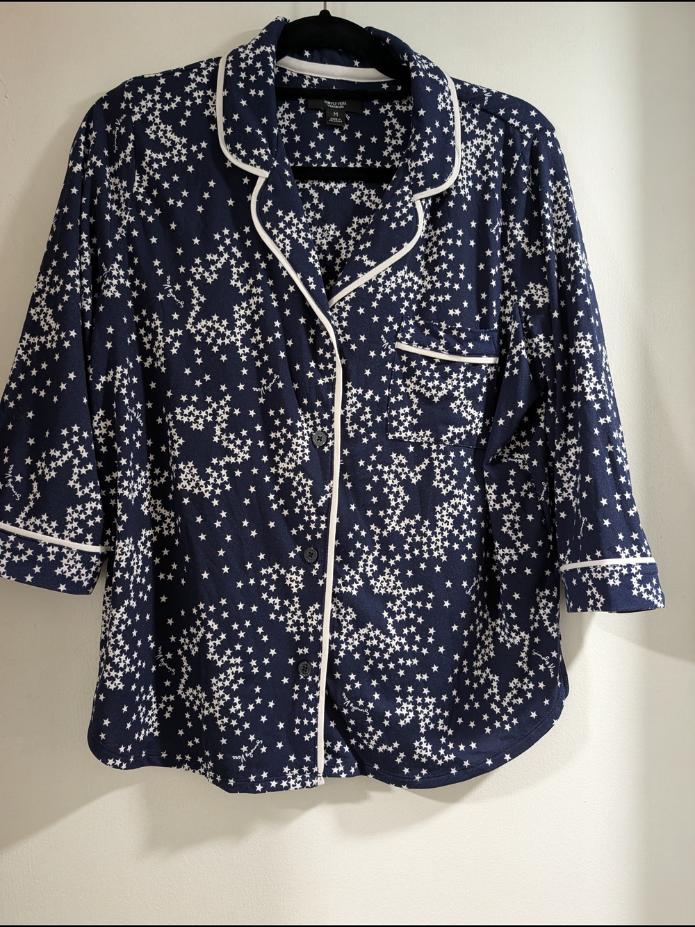 Simply Vera Vera Wang Navy and White Star-Print Pajama Set - Picture 4 of 11